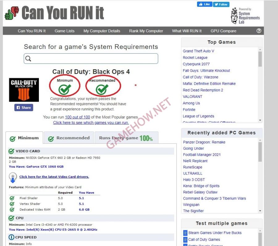 Kiểm tra cấu hình máy tính có chơi được Game không trước khi cài đặt