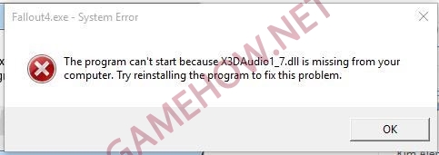 Hướng dẫn khắc phục và sửa lỗi X3DAudio1_7.dll