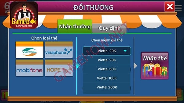 Đổi thưởng thẻ cào trong game bài bigo69