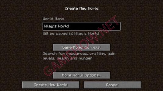 tạo menu thế giới mới trong minecraft