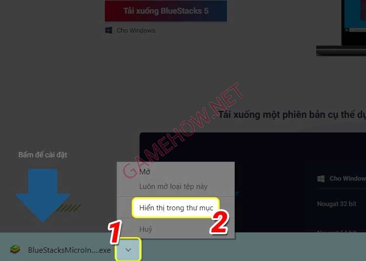 Nhấn vào file vừa tải về