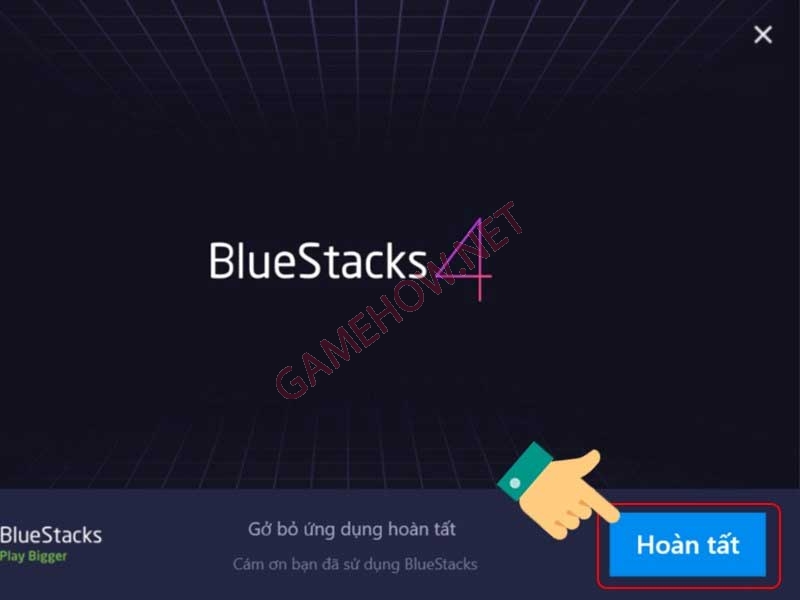 Gỡ cài đặt BlueStacks thành công