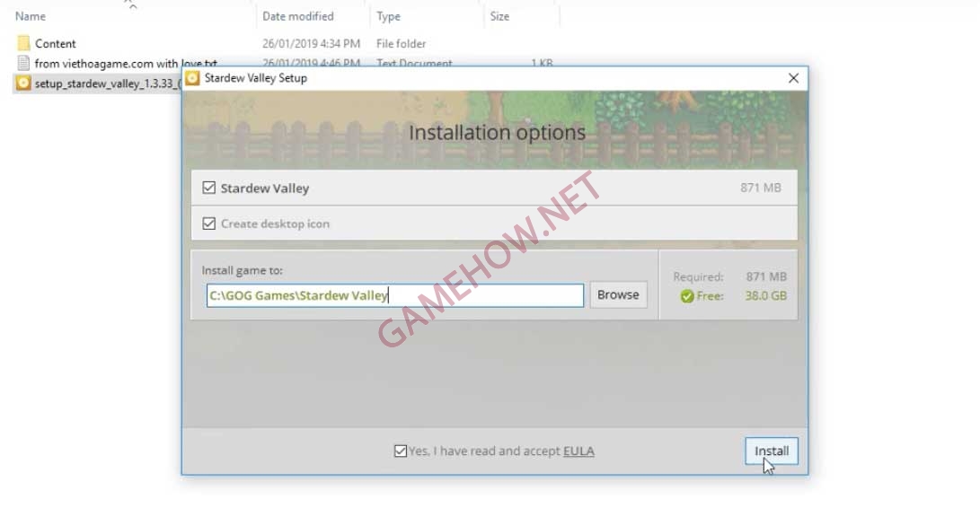 Chọn Install