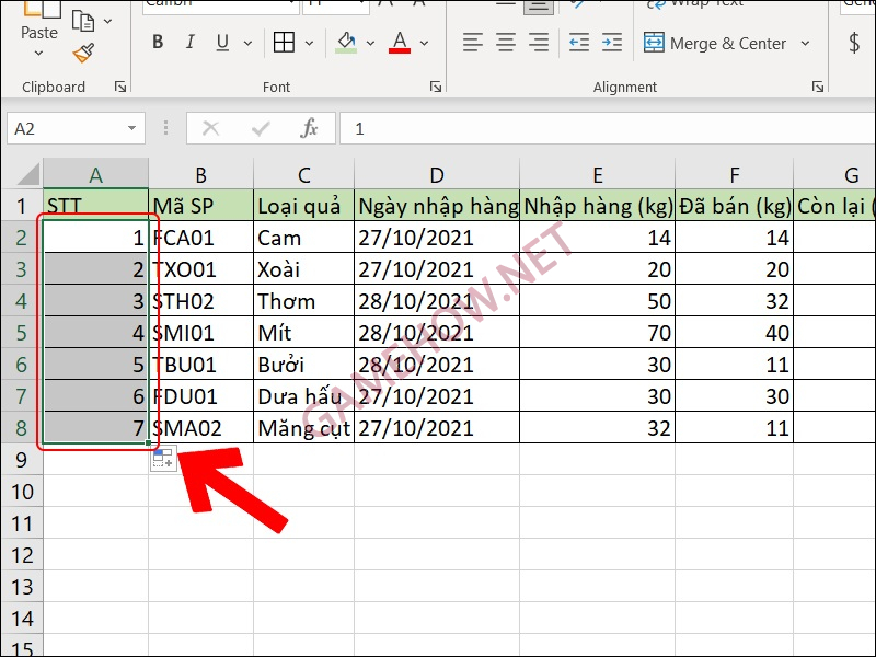 danh so thu tu trong excel 2 jpg