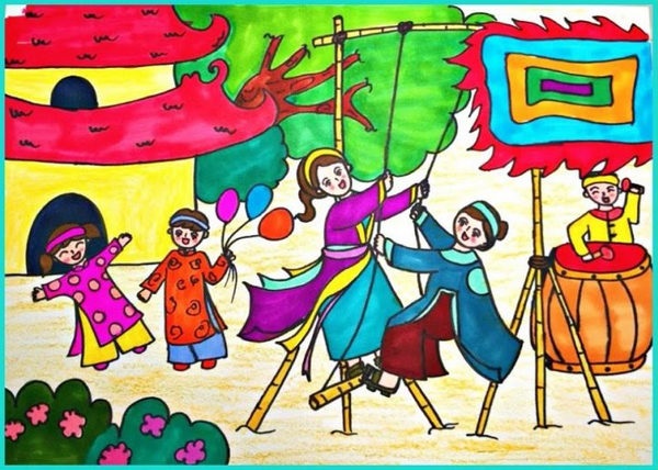 ve tranh de tai le hoi 3 jpg