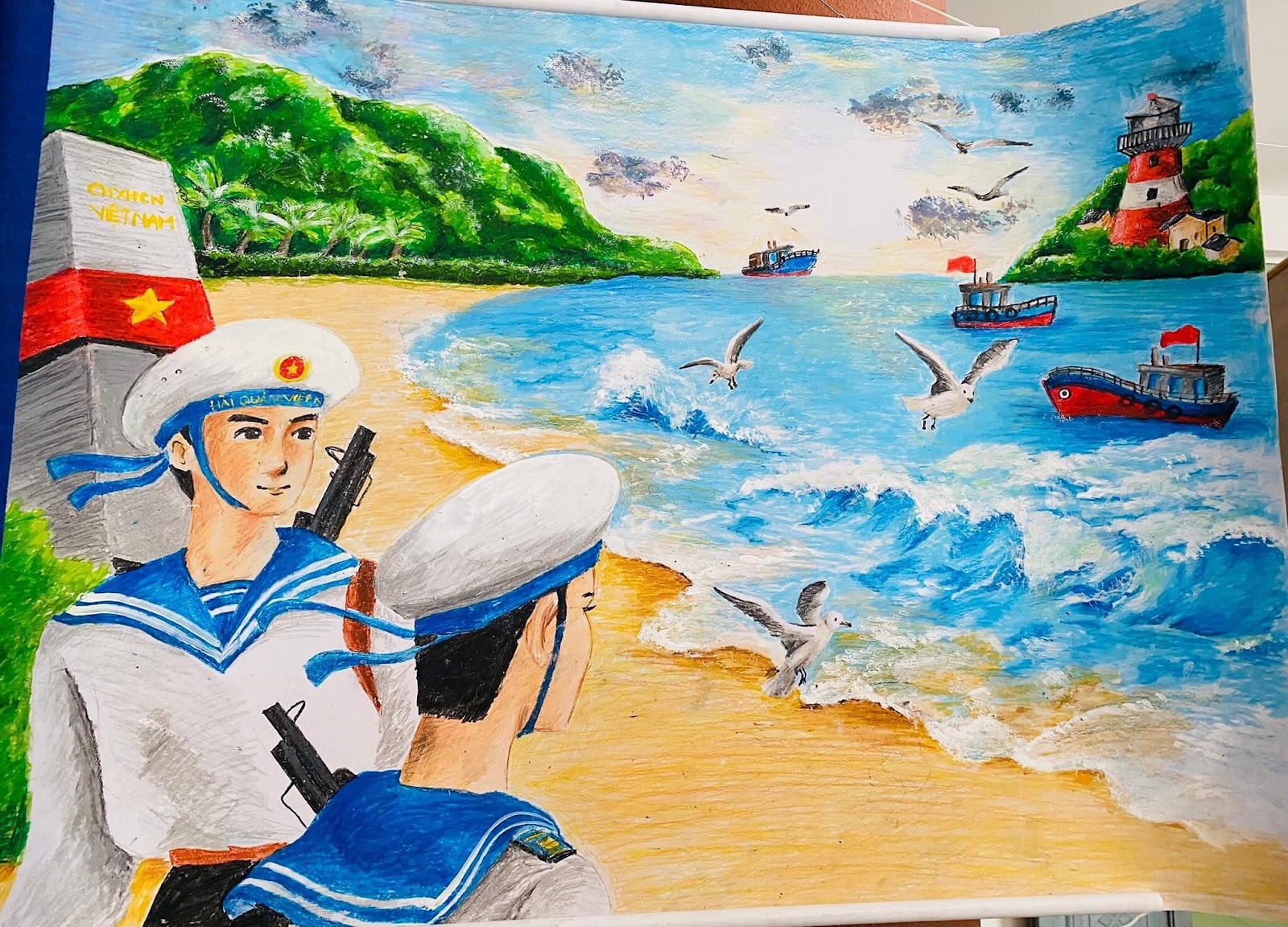 ve tranh bien dao que huong 2 jpg