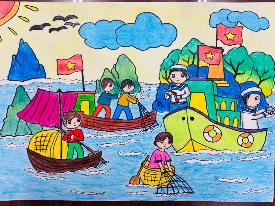 ve tranh bien dao que huong 4 jpg