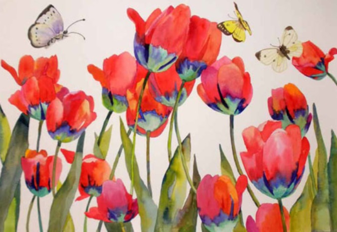 tranh ve hoa tulip 19 jpg